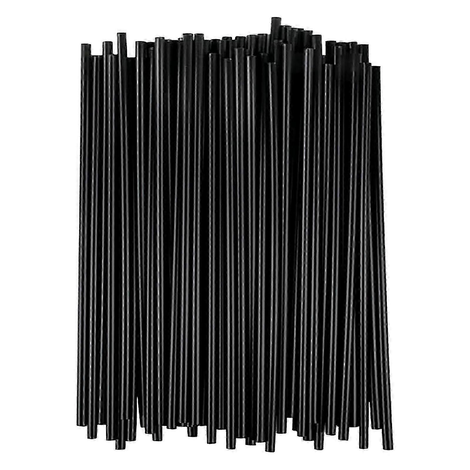 Thin tube straws 500pcs black disposable for flat mouthed cups