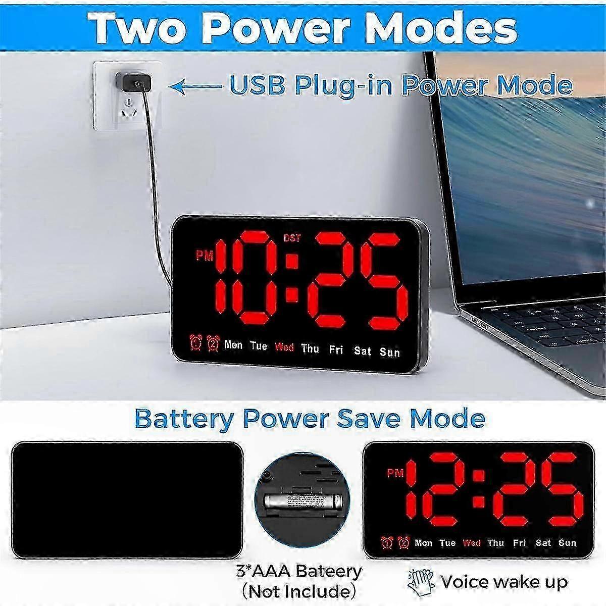 Digital Wall Clock, 9-Inch LED Display with 12/24H Format, Large Digits, Quiet Operation
