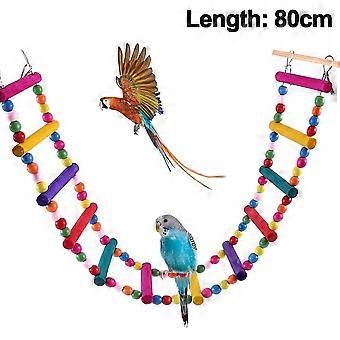 Giocattoli per uccelli e pappagalli in legno naturale, scale colorate con altalena per una facile installazione e per far fare esercizio agli animali domestici.
