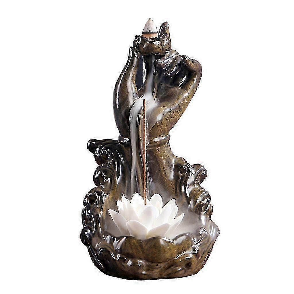 Lotus-Shaped Backflow Incense Burner Ceramic