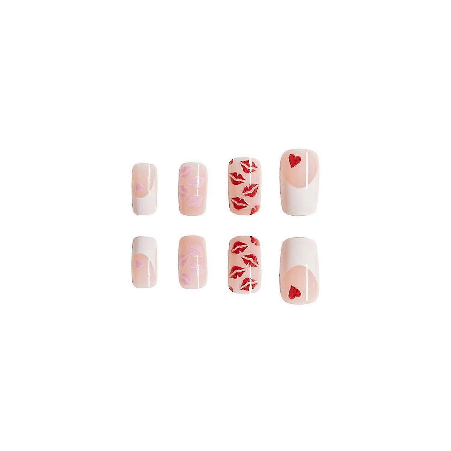 24pc Heart Tip Press On Nails