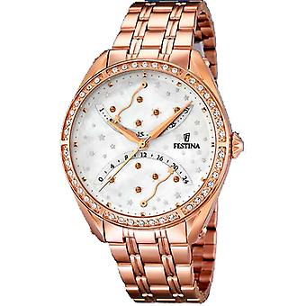 Festina Retro Watch for Women Analog Quartz with Stainless Steel Bracelet In Gold Plated F16742/1