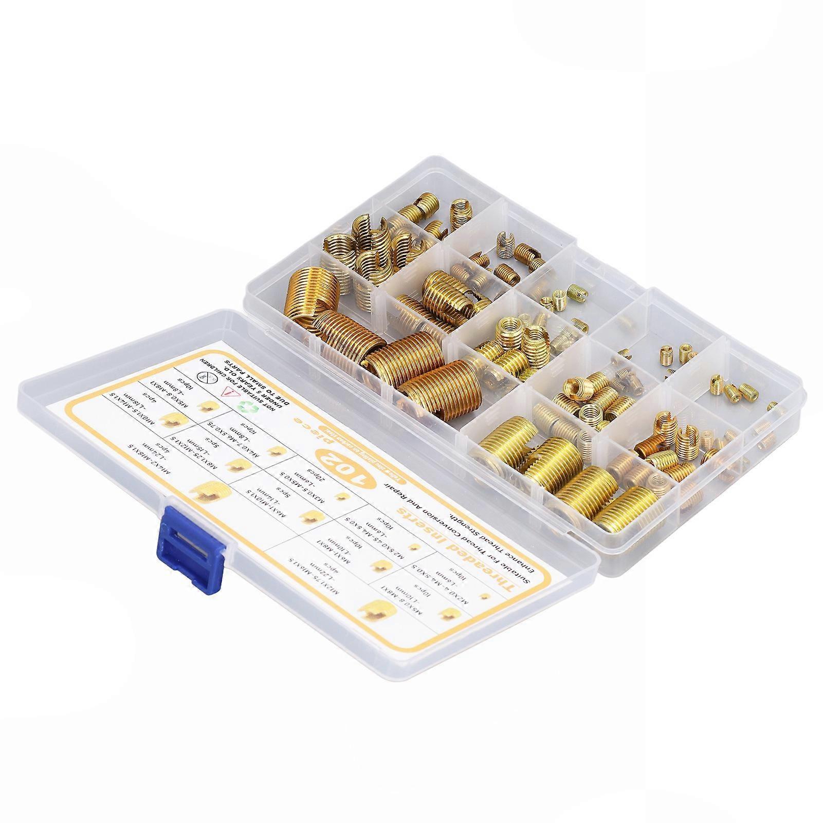 Self-Tapping High Carbon Steel Thread Inserts Kit - 102Pcs M2-M14 Sizes