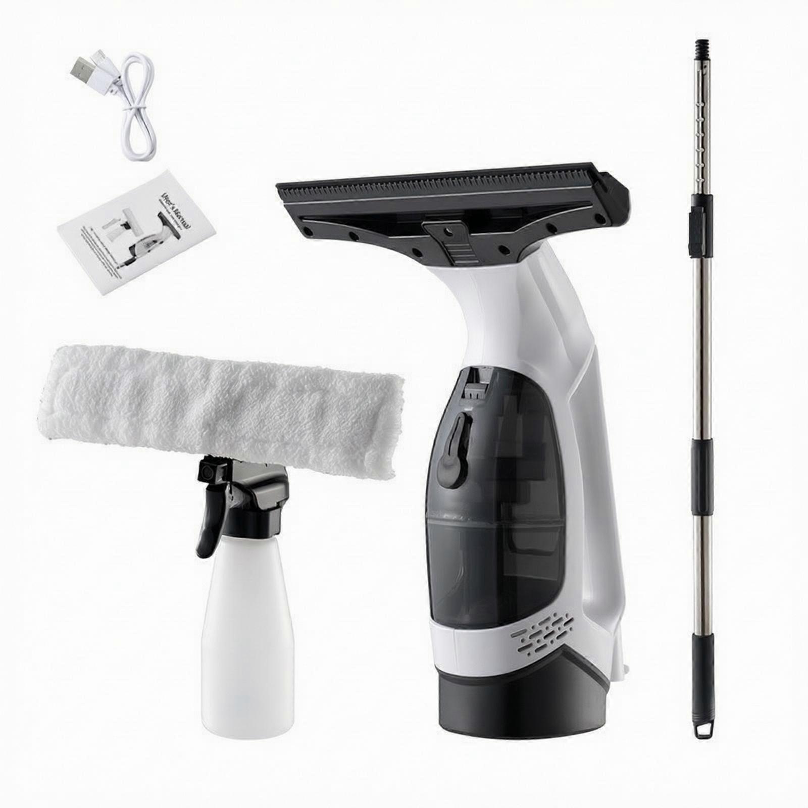 Window Cleaning Tool with Extension Pole | Lightweight, Electric Window Cleaner,