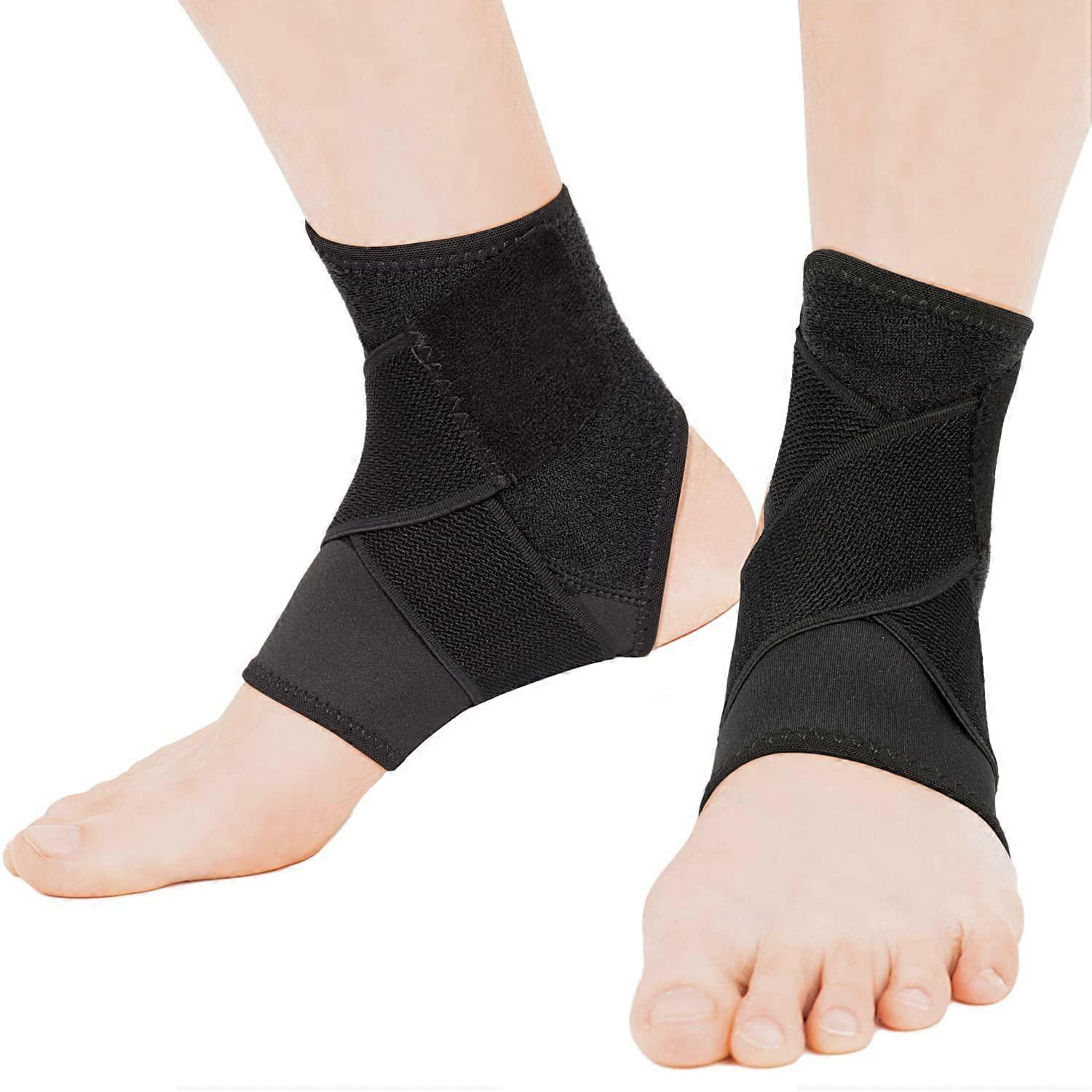 Adjustable Compression Ankle Brace 2PCS Breathable Copper Support for Sprained Ankle
