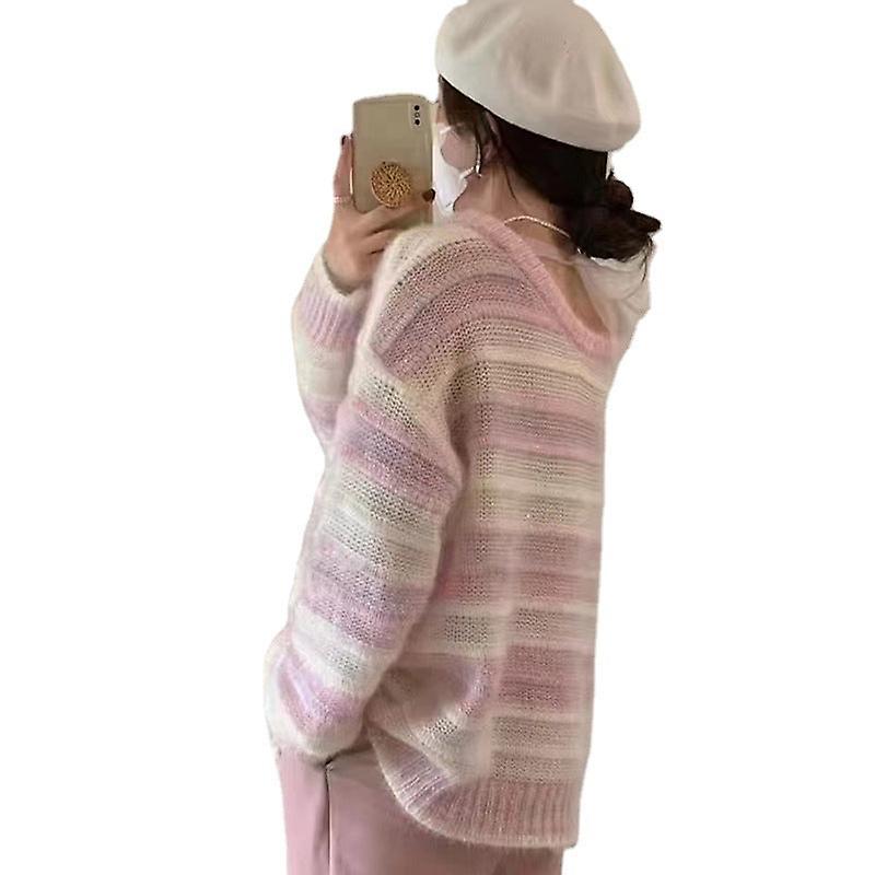 Himmelsblå tröja stickad tröja tidig höst damkläder specialintresse design temperament vildkoreanskt mode