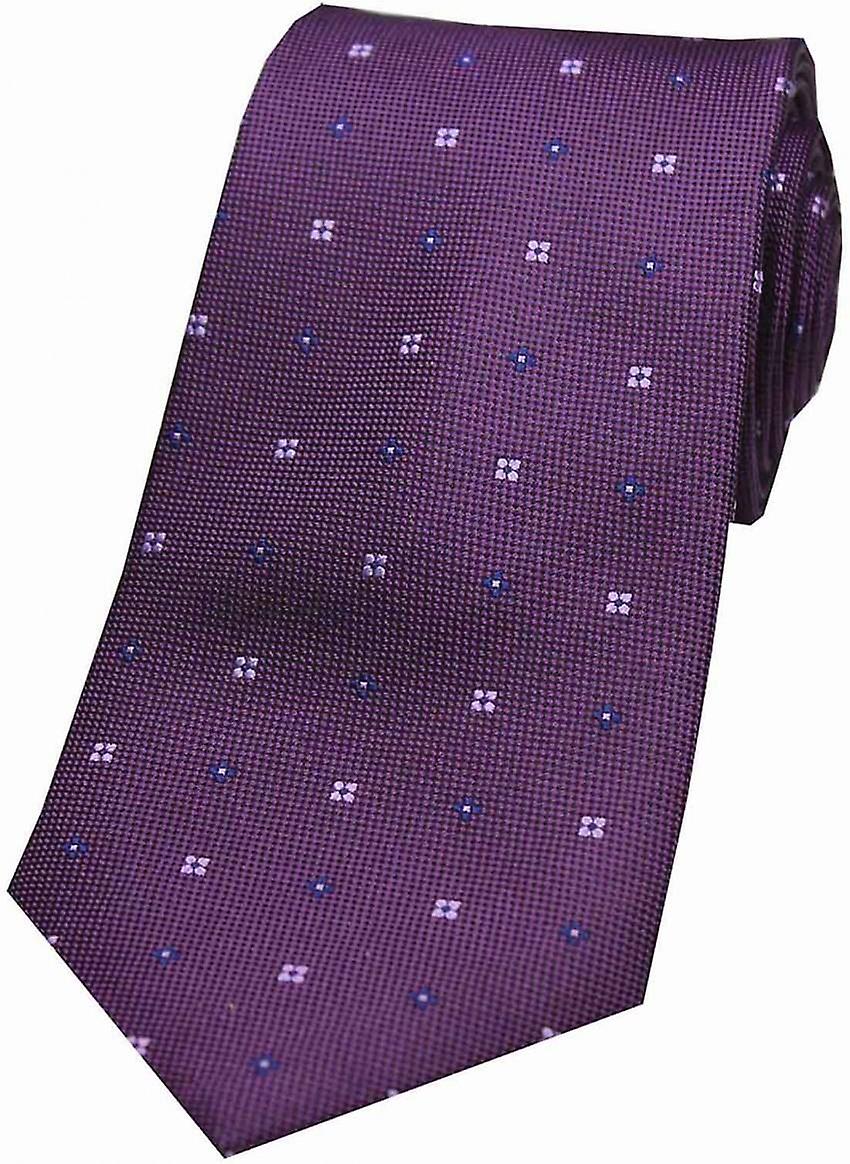 David Van Hagen Small Flowers Silk Tie - Purple