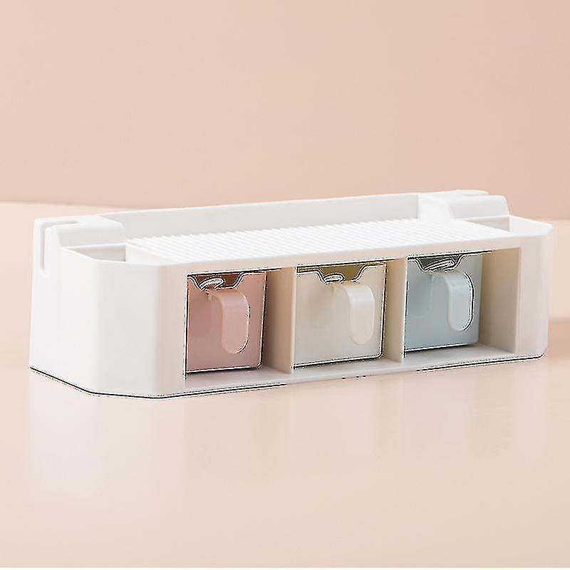Set Of 3 Condiment Container Seasoning Jars With Spoon Adhesive Wall Mounted