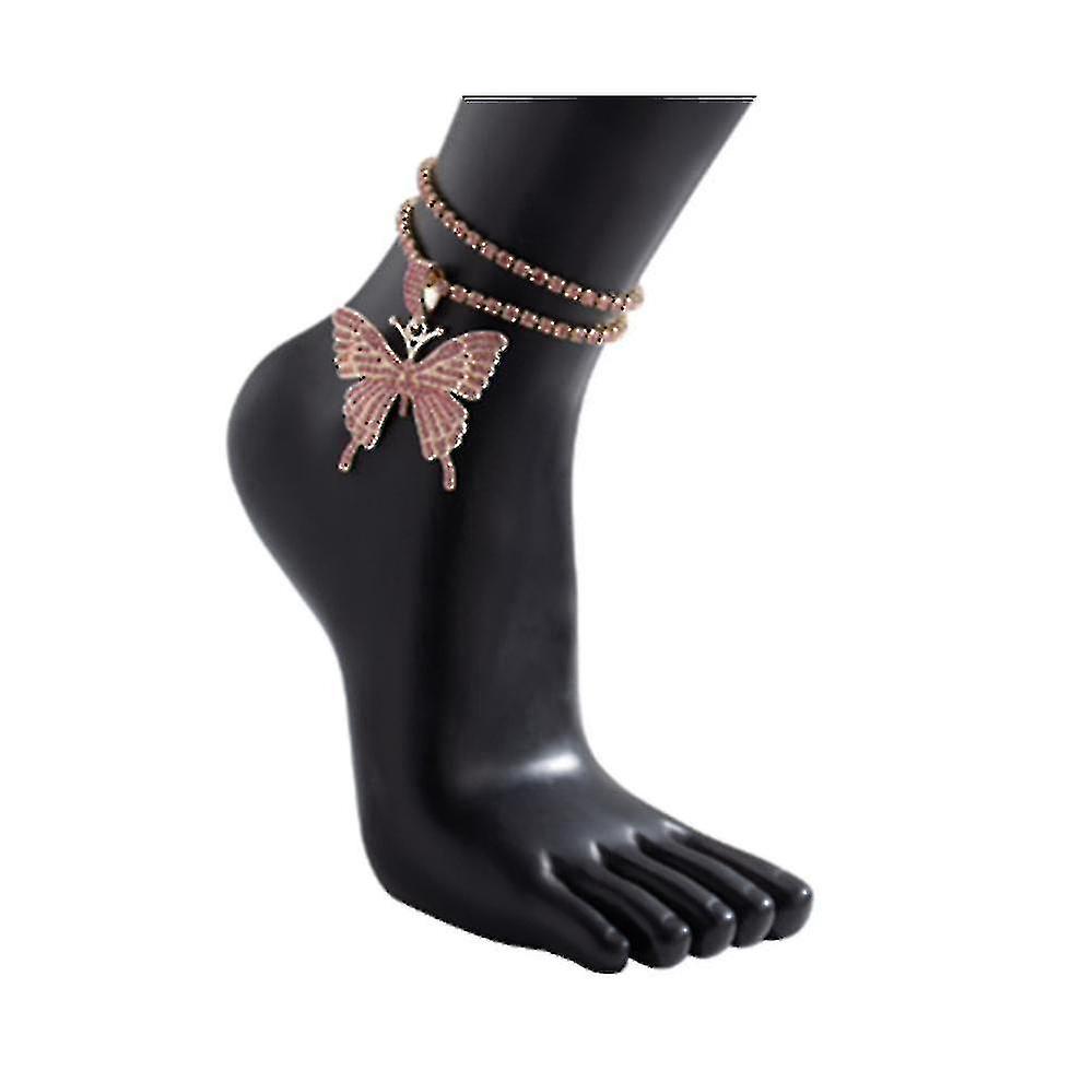 A015 Bijoux Femme All-match Anklet Big Butterfly Element Anklet Fashion Chaussures multicouches