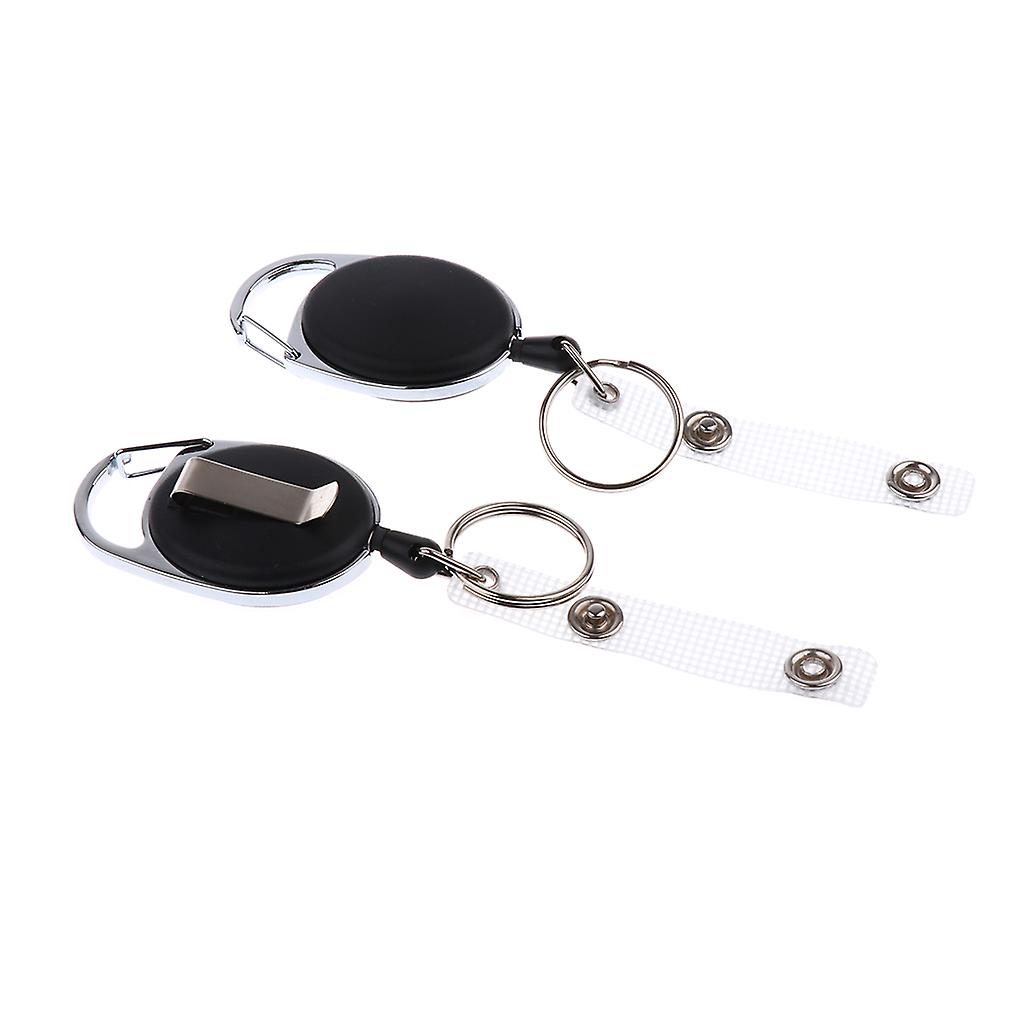 2 Pieces ID Cards/Key Retractable Clip Keychain Key Ring Pull Reel Key Chain