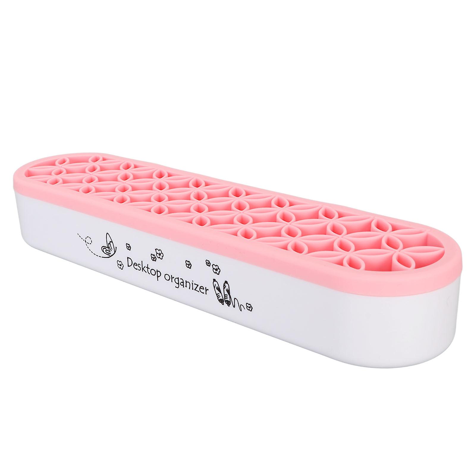 Silicone Desktop Brush Storage Box Multipurpose Soft Flexible Makeup Brush Stand for Display Sewing Tools Pink