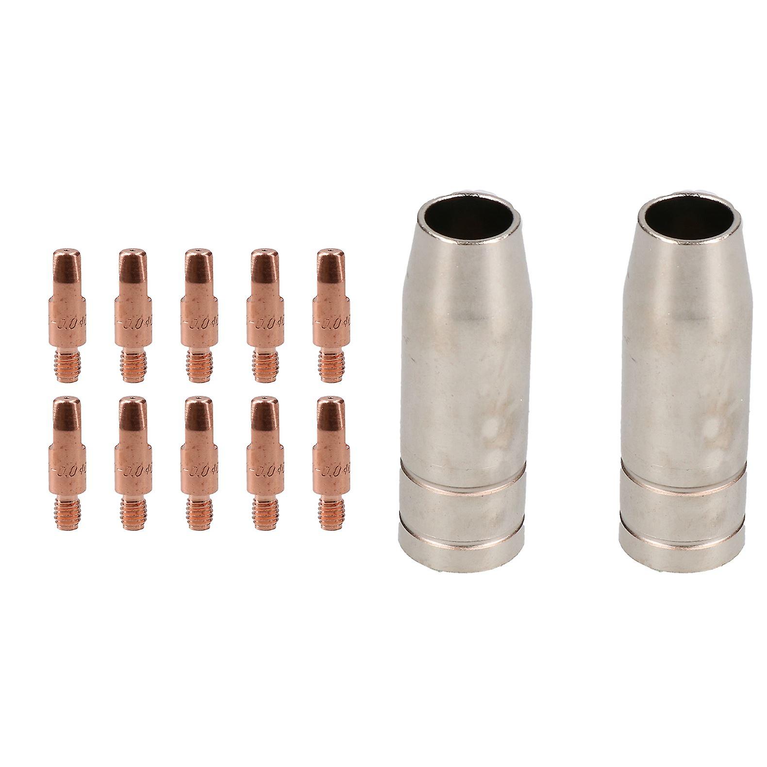 2 shroud & 10 x 1.0mm Round Contact Tips MIG Welding Binzel Style MB15 Torch