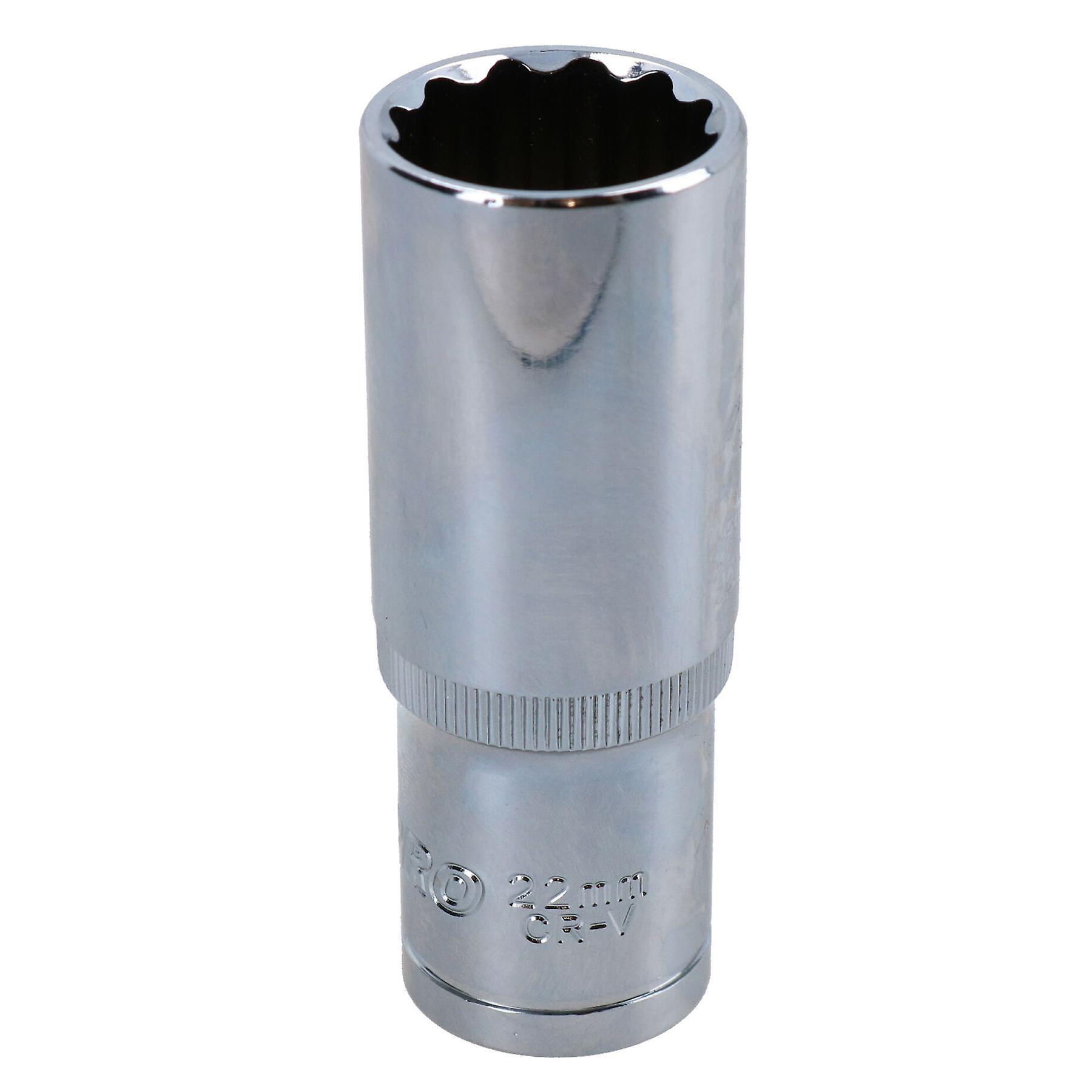 22mm 1/2in Drive Double Deep Long Reach Metric Socket 12 Point Sided Bi-hex