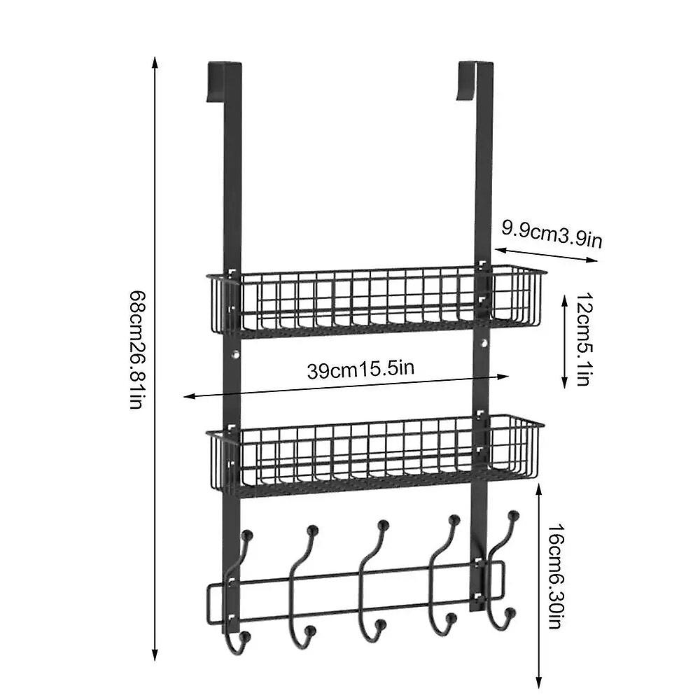 Behind Door Shelf No Drilling Door Rack With Multi Hooks Home Storage Arrangement Of Hooks For Bathroom Bedroom Living Room Stud