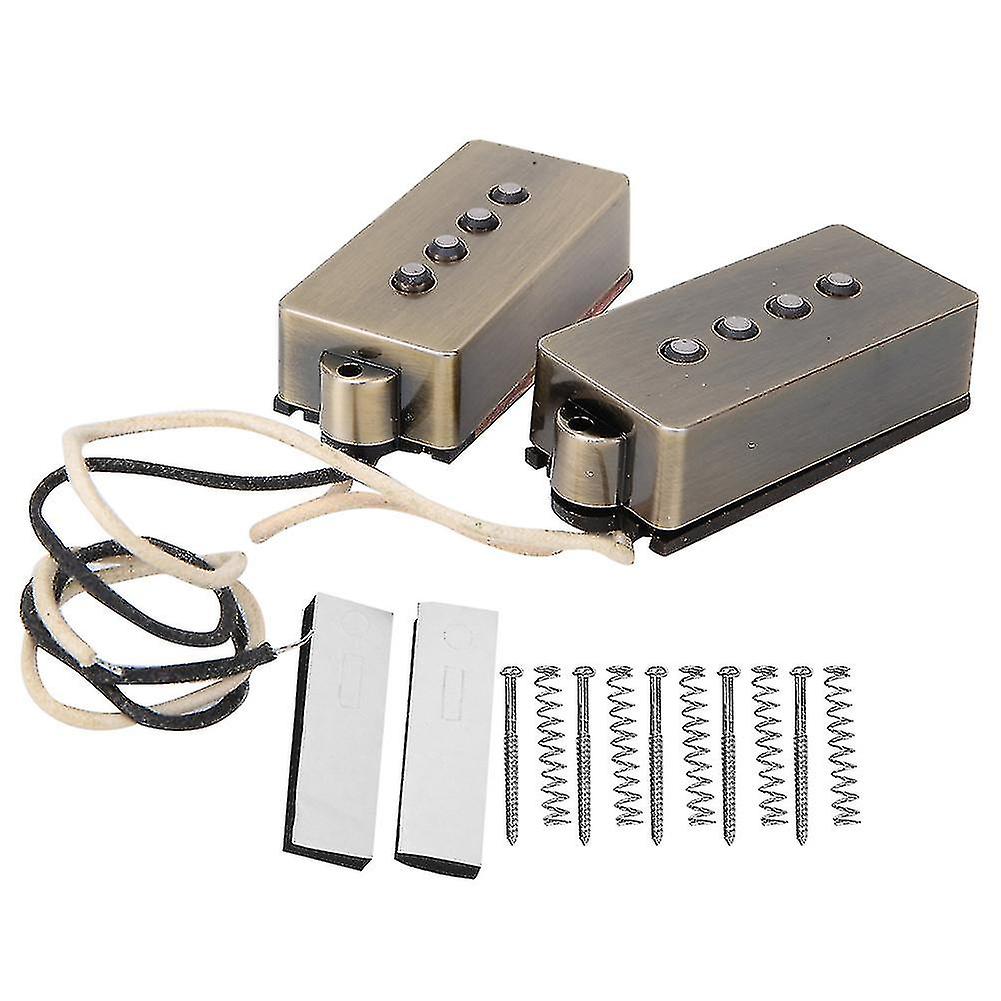 2 Pcs Bronze 4-String Bass Guitar Pickup with Installation Tools Set Instrument Accessory