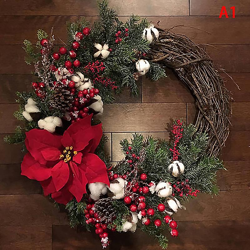 New Christmas Wreath Mall Rattan Useful Convenient Durable Wall Circle Flower