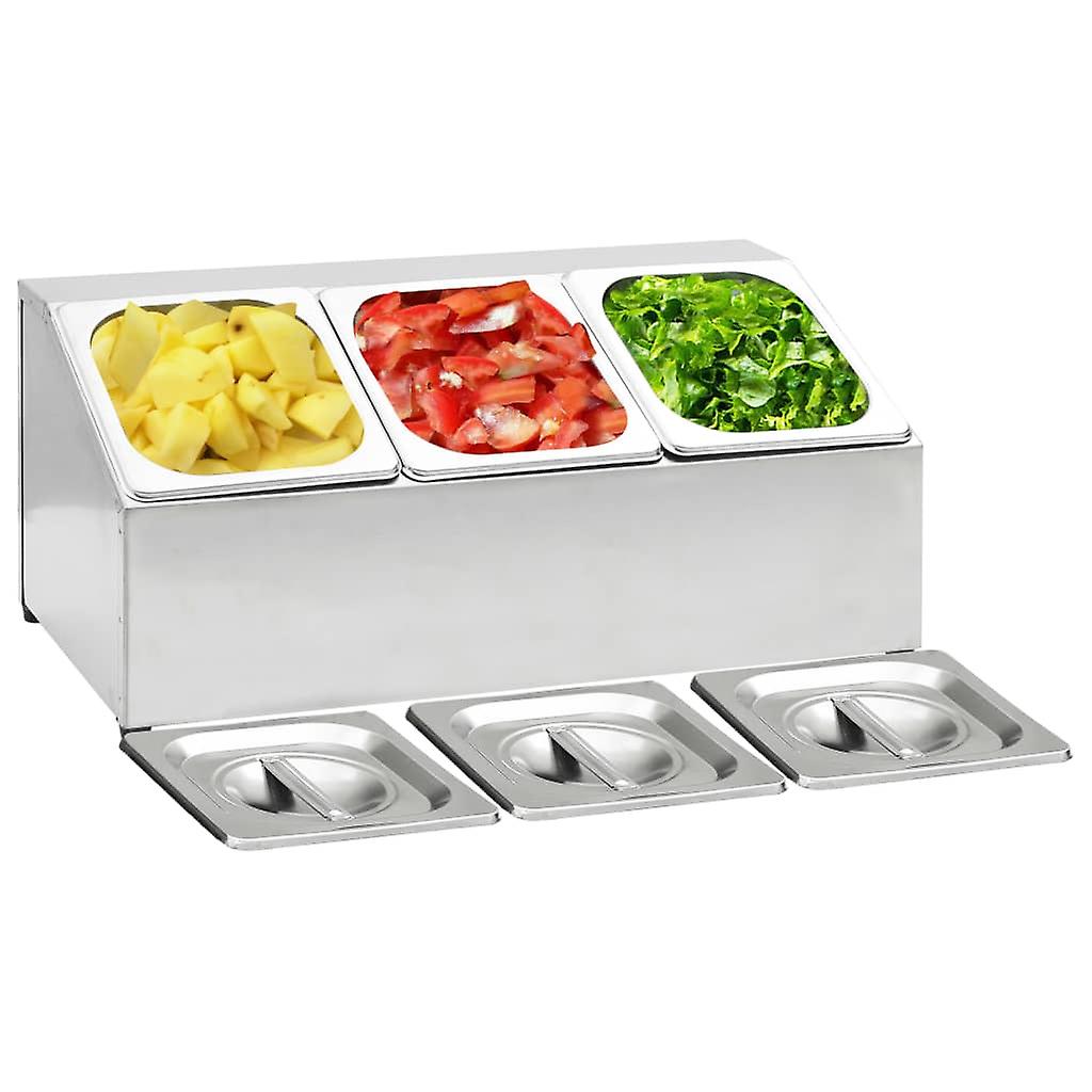 Gastronorm stand with 3 GN 1/6 containers stainless steel
