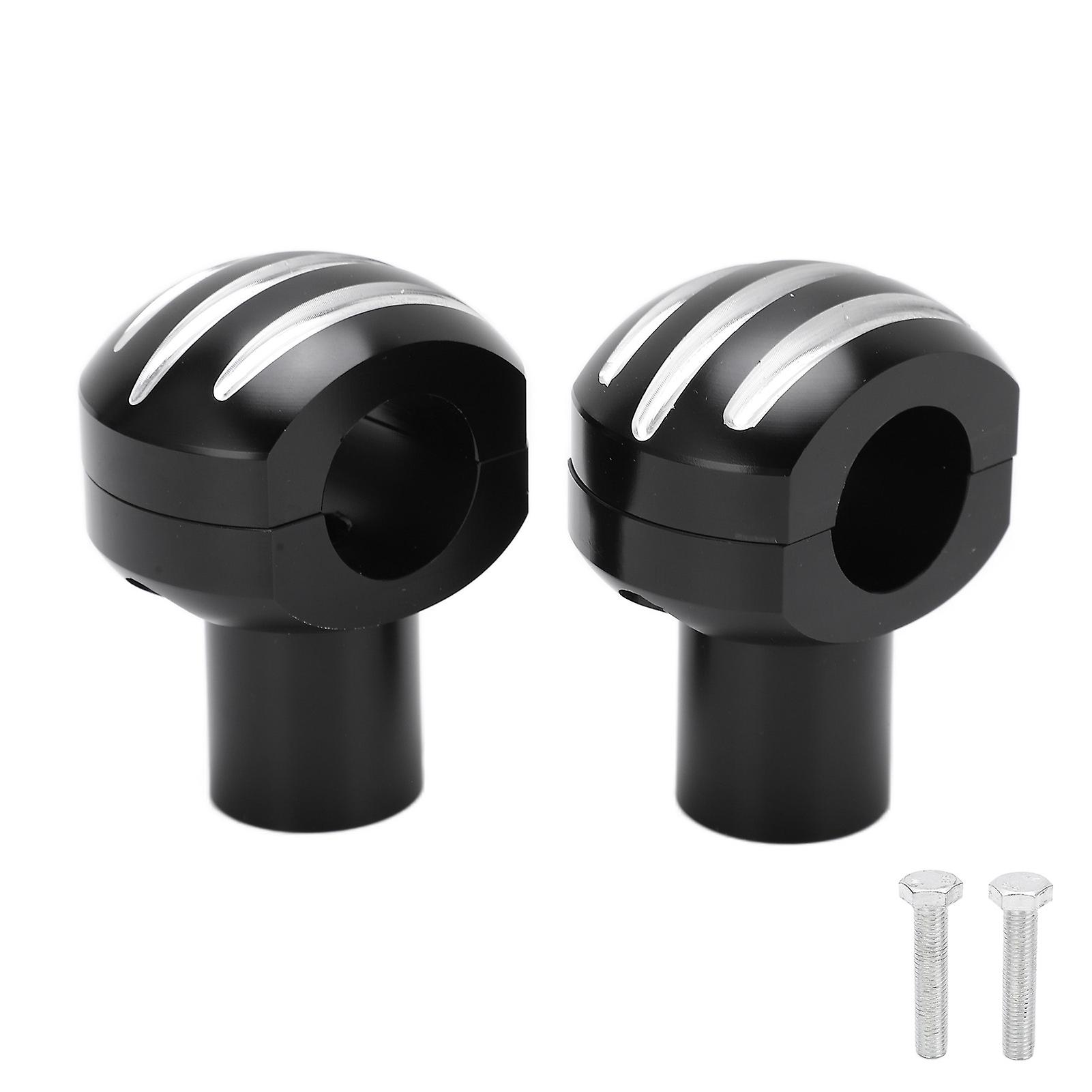 25mm CNC Motorcycle Handlebar Riser Universal Round Head Clamp with Band Black