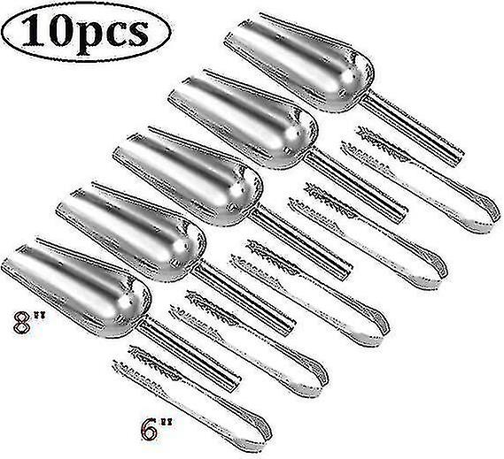 5kpl 8'' makeat kauha ja 5kpl 6'' jääpihdit, makeat karkkibuffet-jääpihdit &; kauha ruostumaton teräs