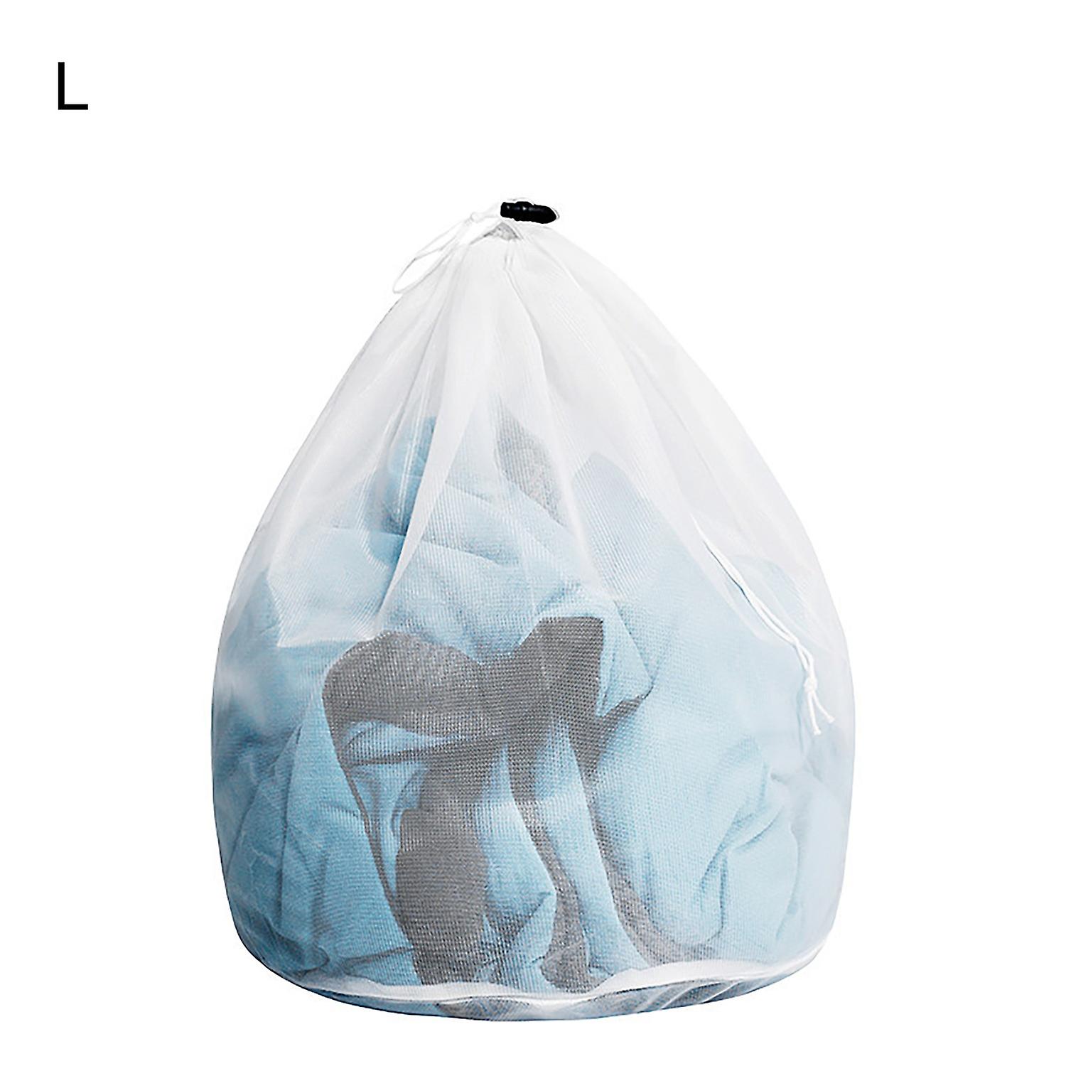 Laundry Bag Solid Color Drawstring Closure Polyester Mesh Wash Bag for Washing Machine