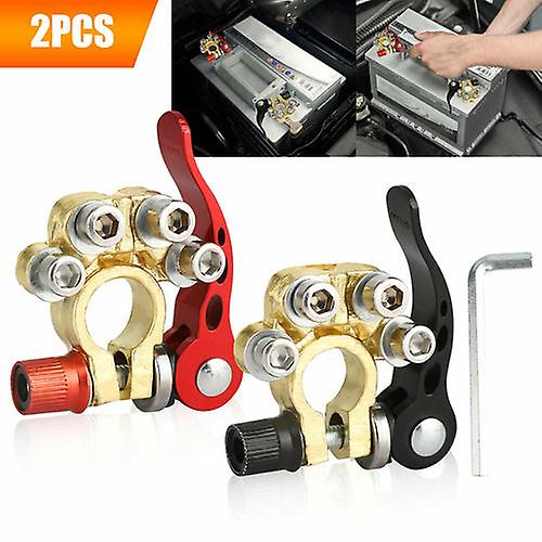 2PCS Car Battery Terminal Connectors Quick Release Disconnect Positive Negative
