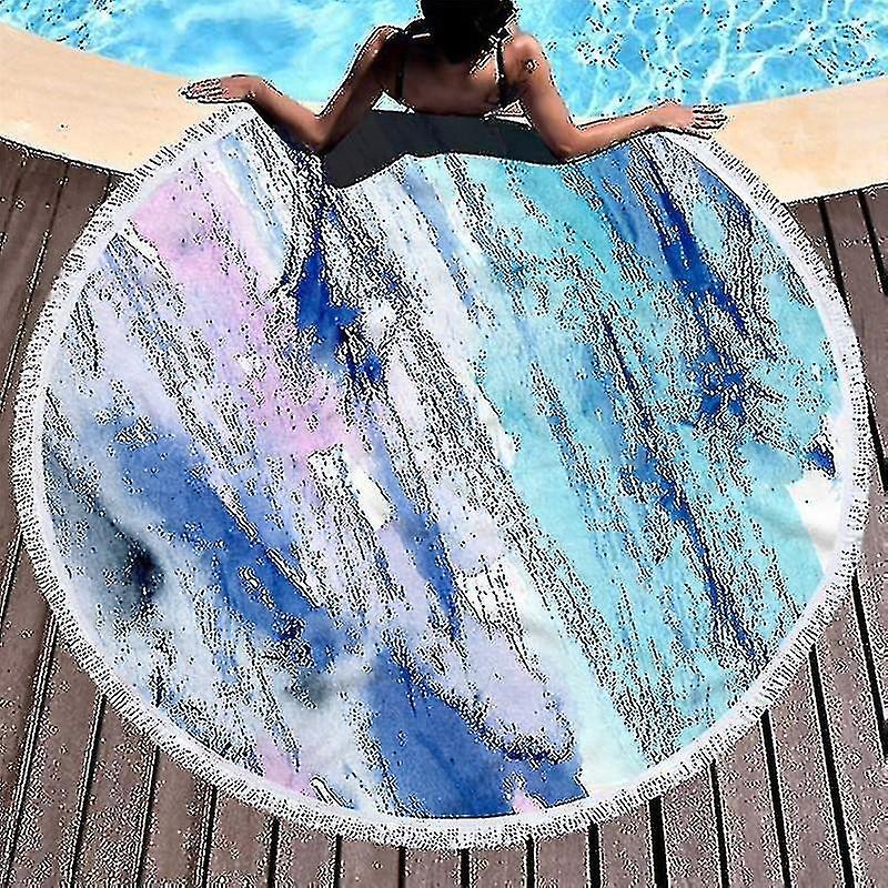 Yyh-150cm marble round beach towel abstract quicksand pattern microfiber shower towel
