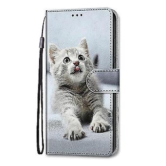 Custodia per Xiaomi Redmi Note 10 4g Painted Flip Cover Chiusura magnetica Gattino grigio