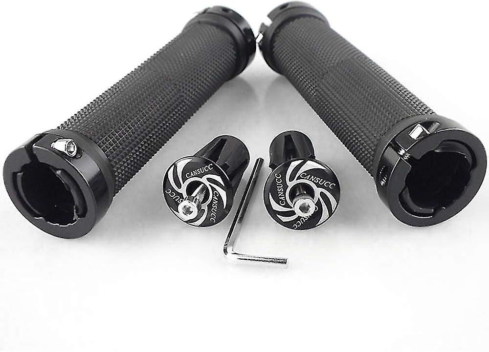 1 Piece Handlebar Grip for MTB Bicycle Double Locking Grip Rubber Cyclist （the black）