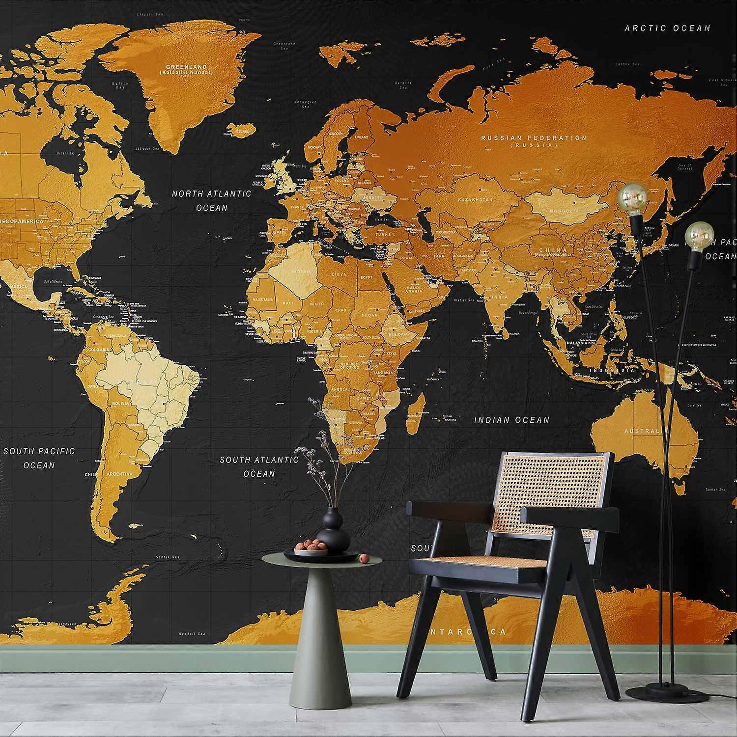 Self-adhesive Wall Mural - Map: Golden World
