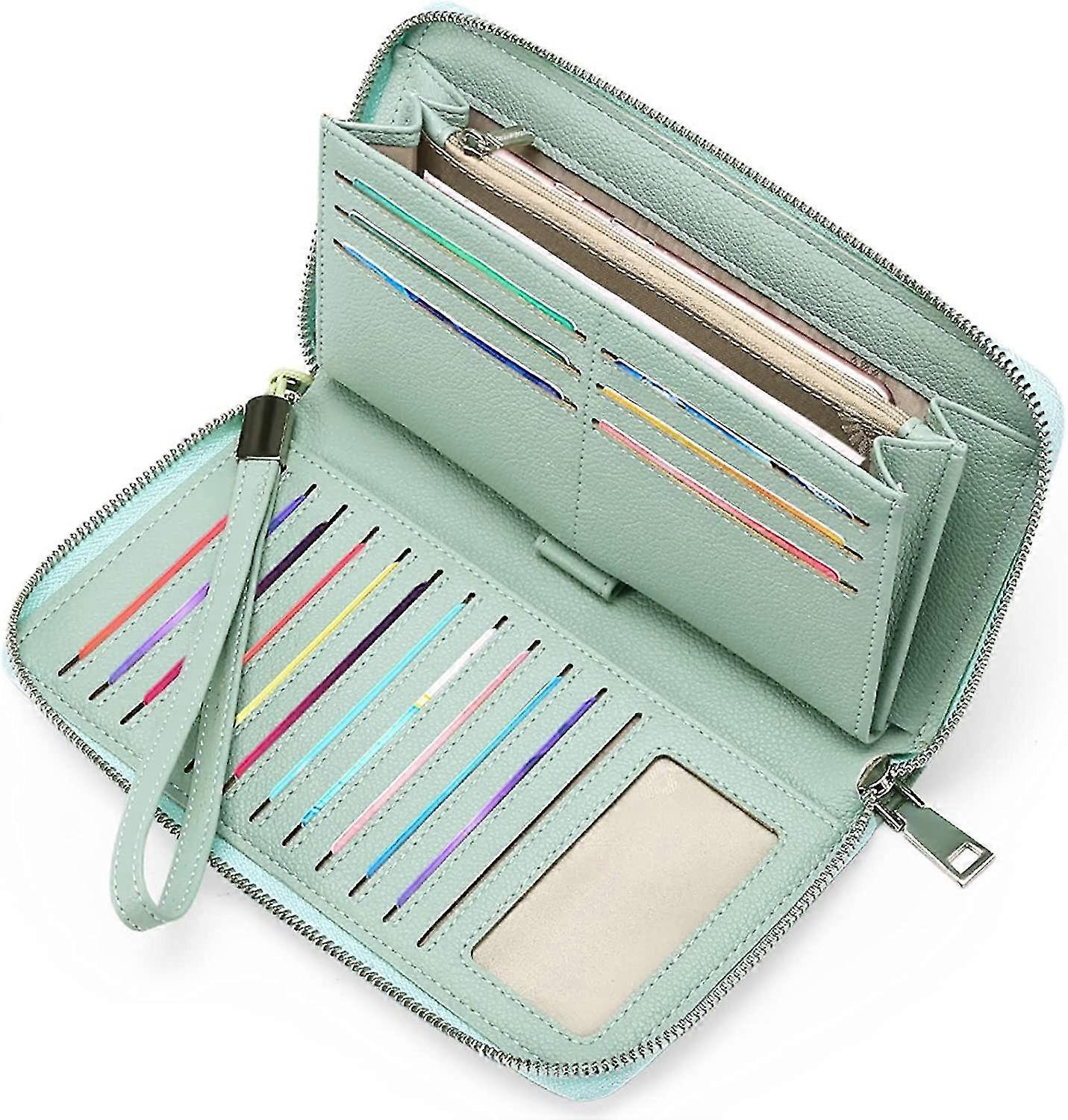 Women's Wallet, Large Capacity Leather Women's Wallet, Zip Clutch, Bracelet With Rfid Blocking And M