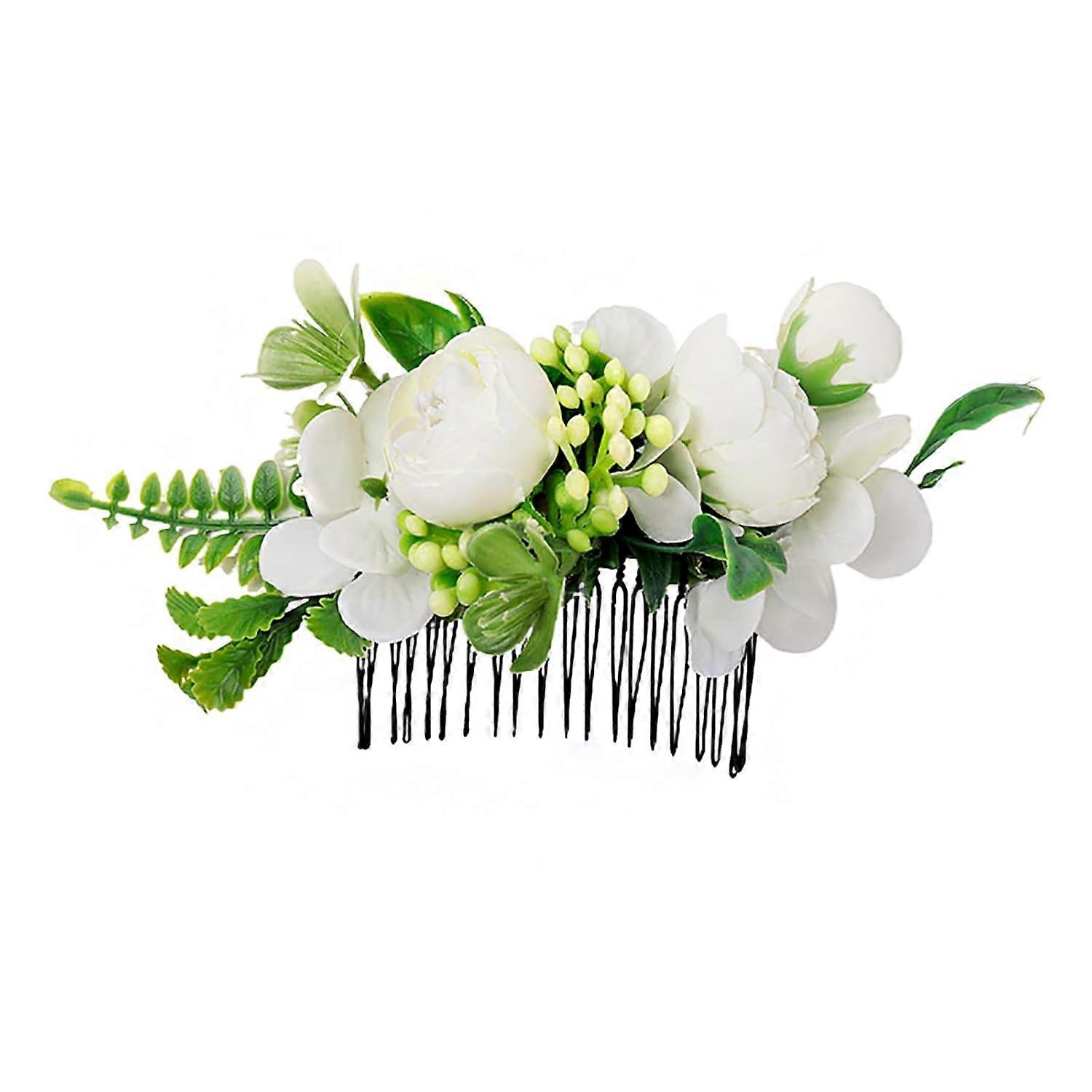 Artificial Rose Flower Metal Hair Side Combs