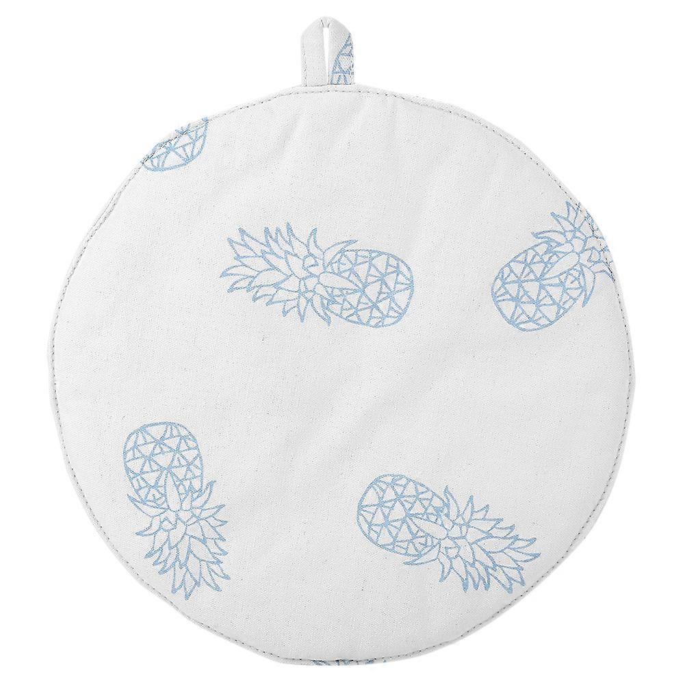 25cm Round Shape Pineapple Pattern Heat Resistant Mat Non-slip Placemat (White)