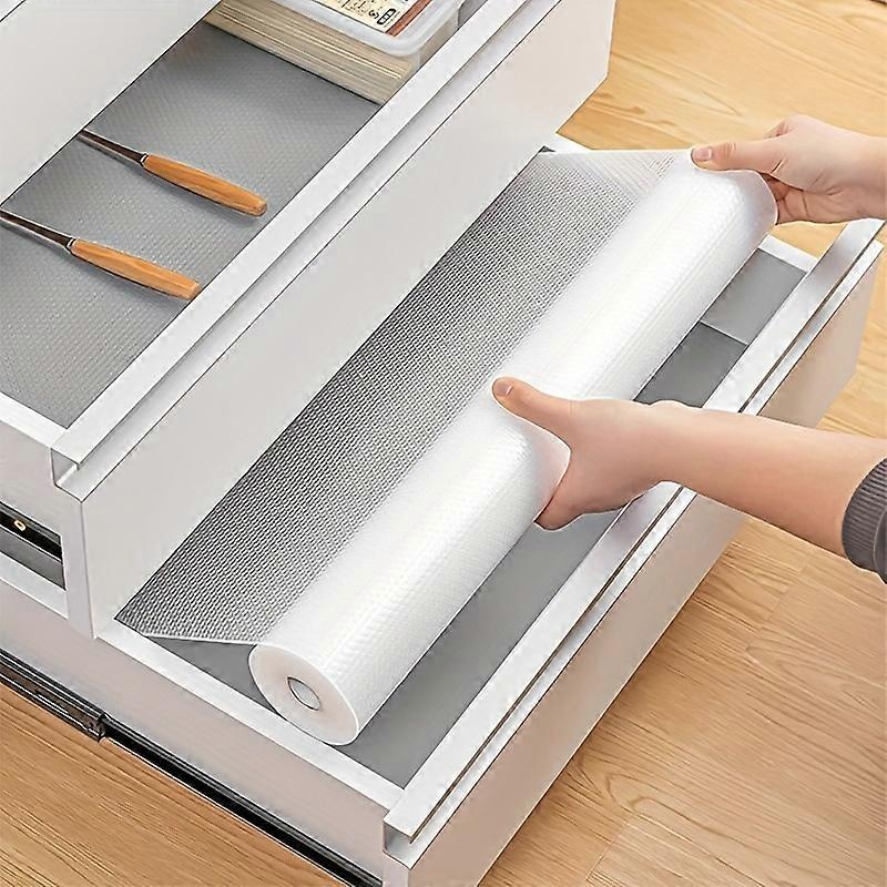 Waterproof Non-Slip PET Kitchen Cabinet Liner Roll - Moisture-Proof Dust-Proof Fridge Drawer Mat Shelf Liner Uncharged