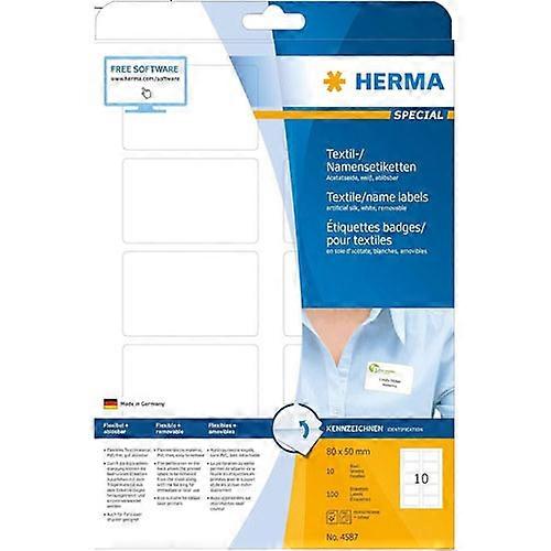 10PC Herma High Quality Removable Name/Textile Labels A4 White (80x50mm)
