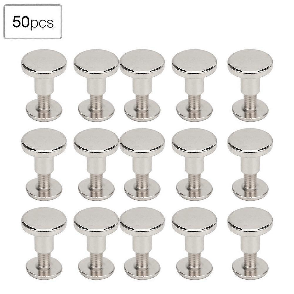 Set 50 Set 8mm Pure Copper Flat Head Nitets Leather Strap Screws Kit pentru Notebook BindingSilver