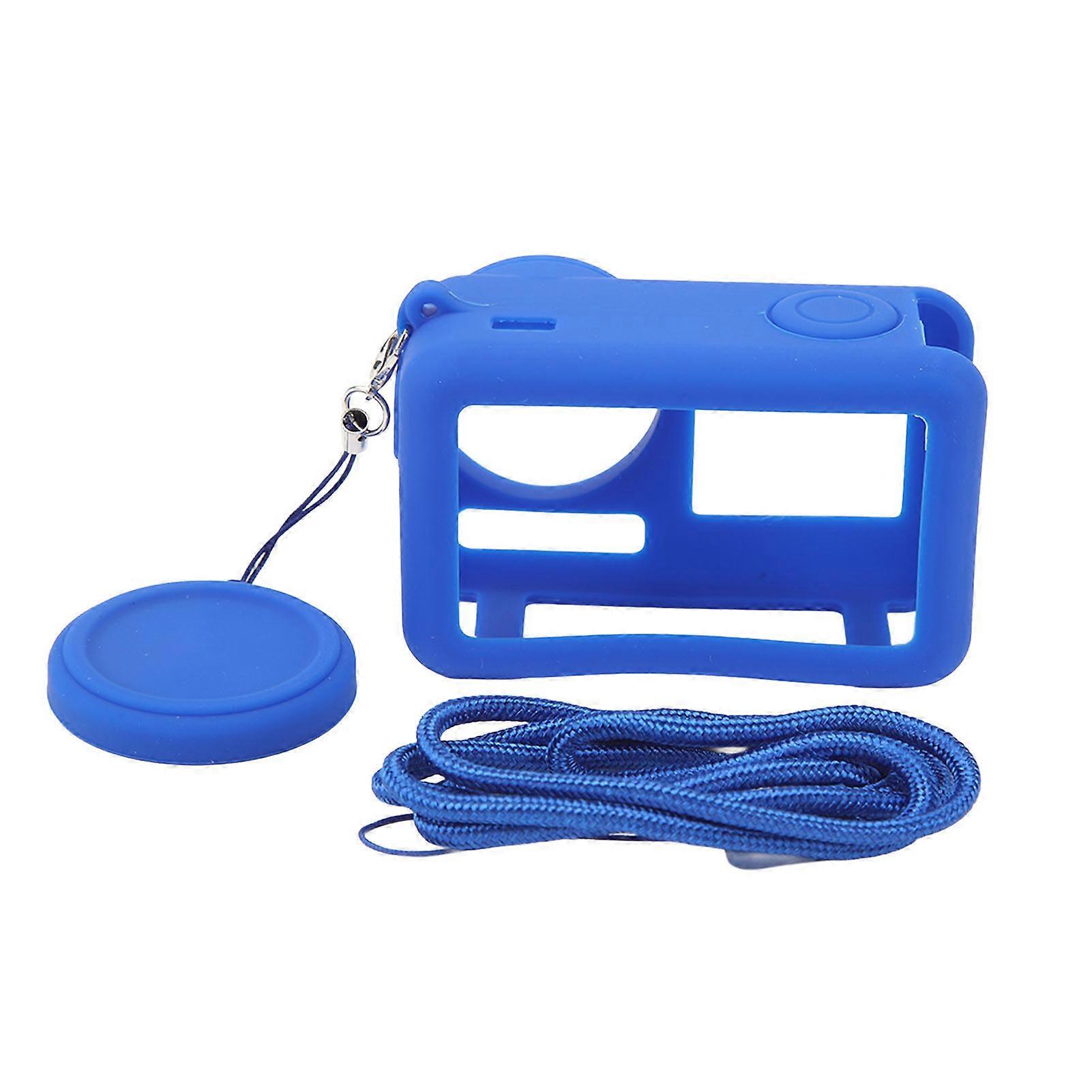 Silicone Case For Dji Osmo Action 4 3 Action Camera Soft Protective Silicone Case Sleeve With Neck Strap Lanyard Blue