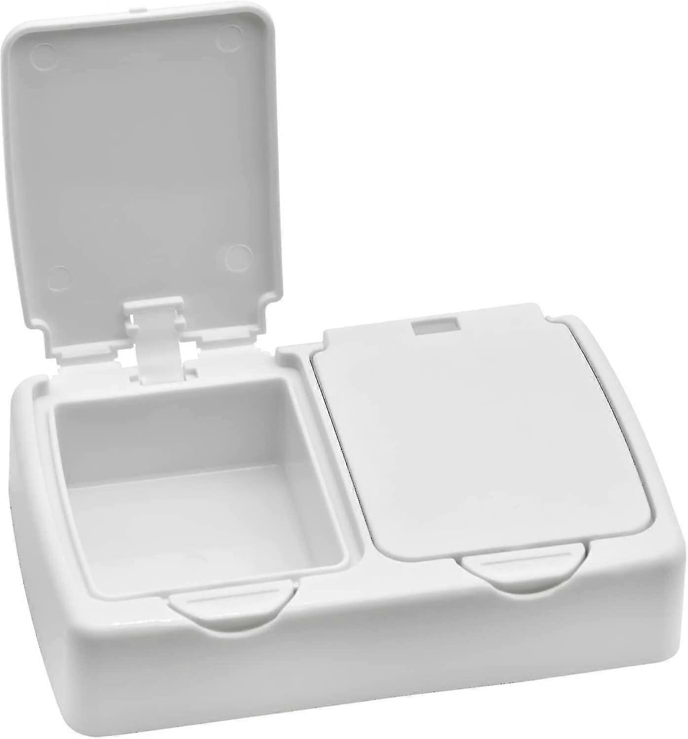 Desktop Storage Box,small Plastic White Containers With Lids Two Squares Mini For Small Items