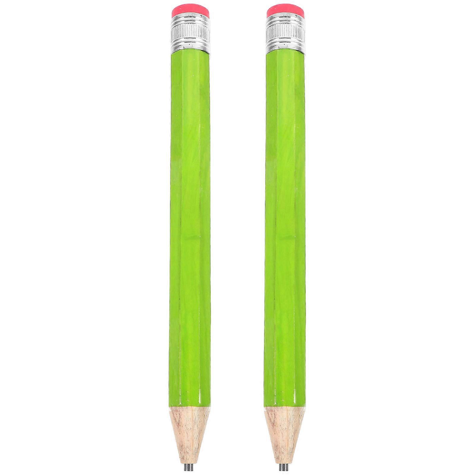 2pcs 35cm Wooden Pencil Large Drawing Writing Painting Mark Pencil Stationery Props (Green)