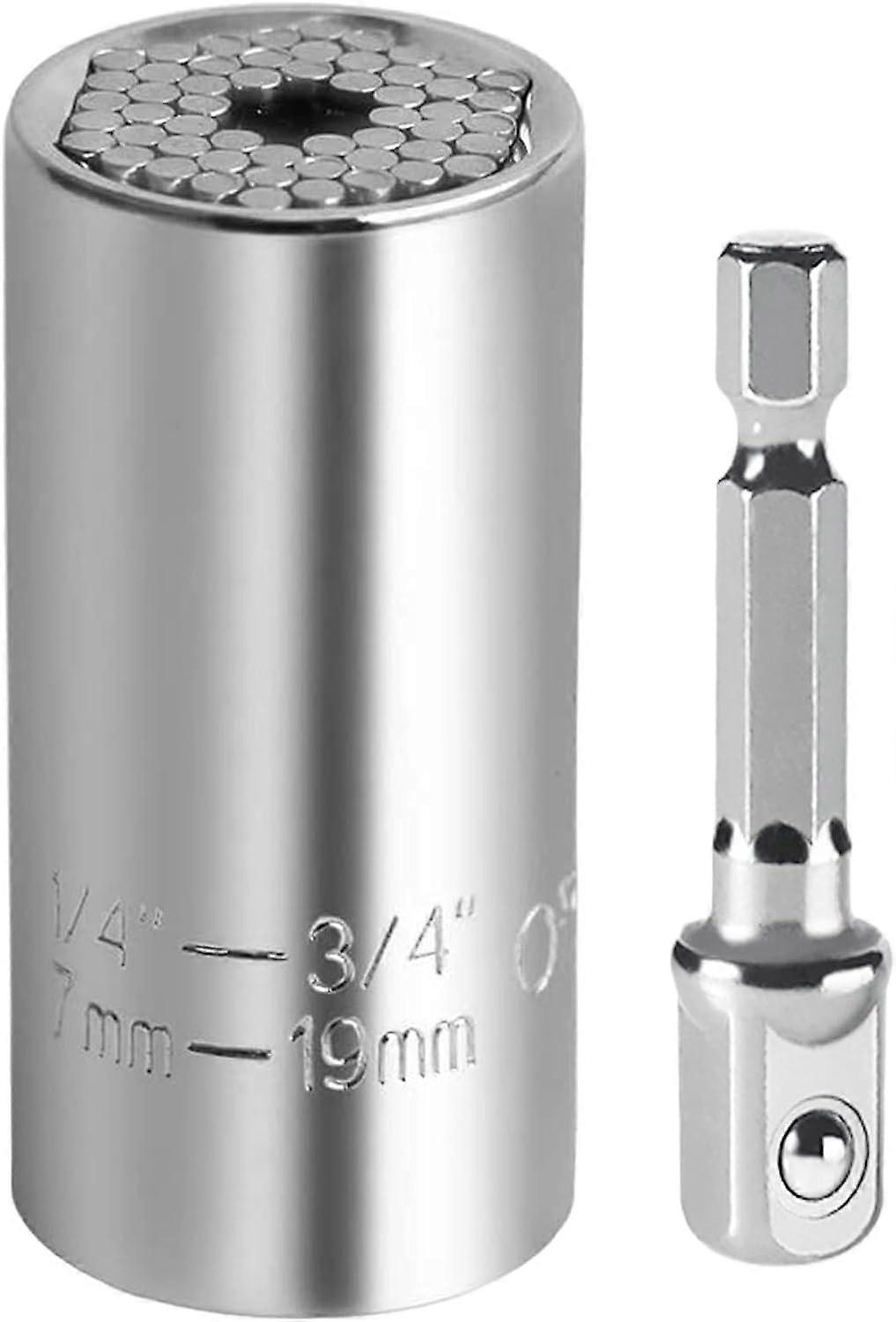 Universal Socket Set (7-19mm),Multi-Function Universal Socket Tool with Drill Adapter Unscrew