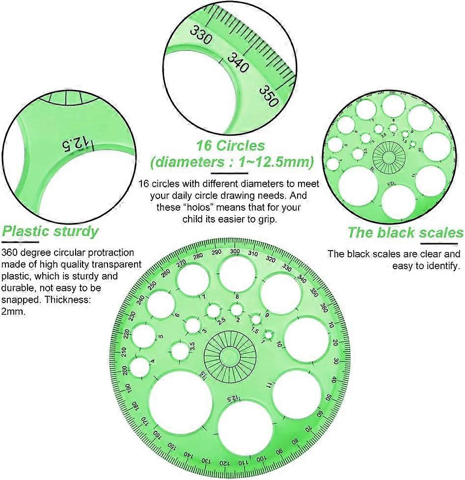 2 pieces circle stencil ruler circle stencil 360 degree protractor ...