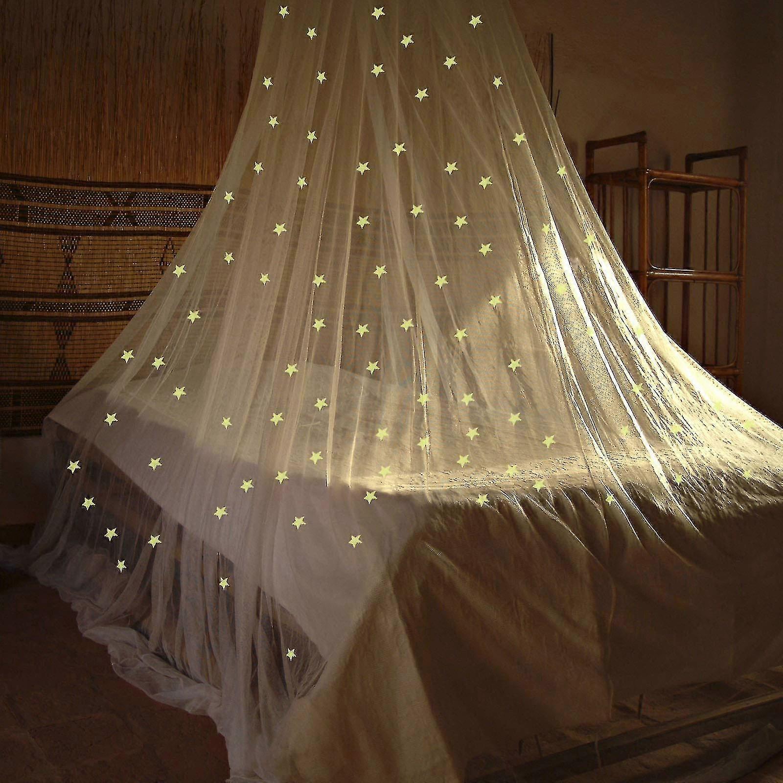 Bed Canopy Mosquito Net With Fluorescent Stars Glow In Dark Hanging Bed Canopy Easy Installation 60*250*1200cm