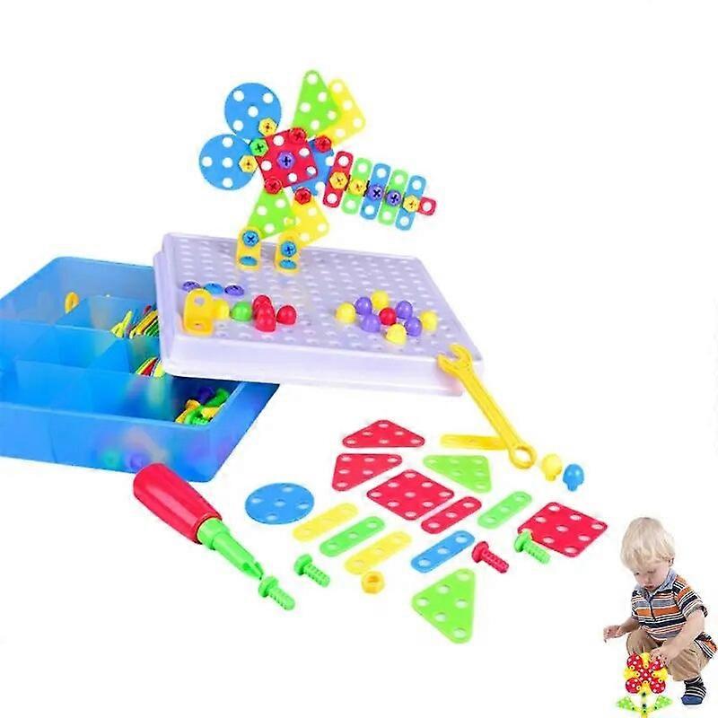Puzzles Assembly DIY Toy Drill Screwdriver Building Toy Portable Kid Tool Set With Drill Screwdriver Peg Board Educational Toy