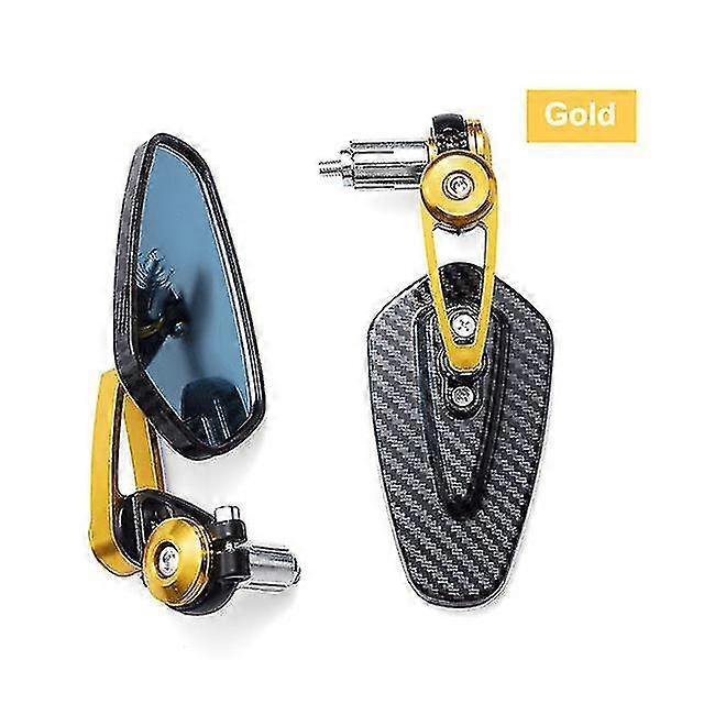 Qx 2pcs New Motorcycle Rearview Mirror Carbon Fiber Pattern Handlebar Mirror Modified Inverted Rear Mirror Motorbike Accessories-Good