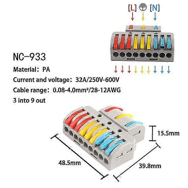 20Pcs Quick Wire Connectors, SPL‑F13 1 In 3 Out T‑Tap Wire