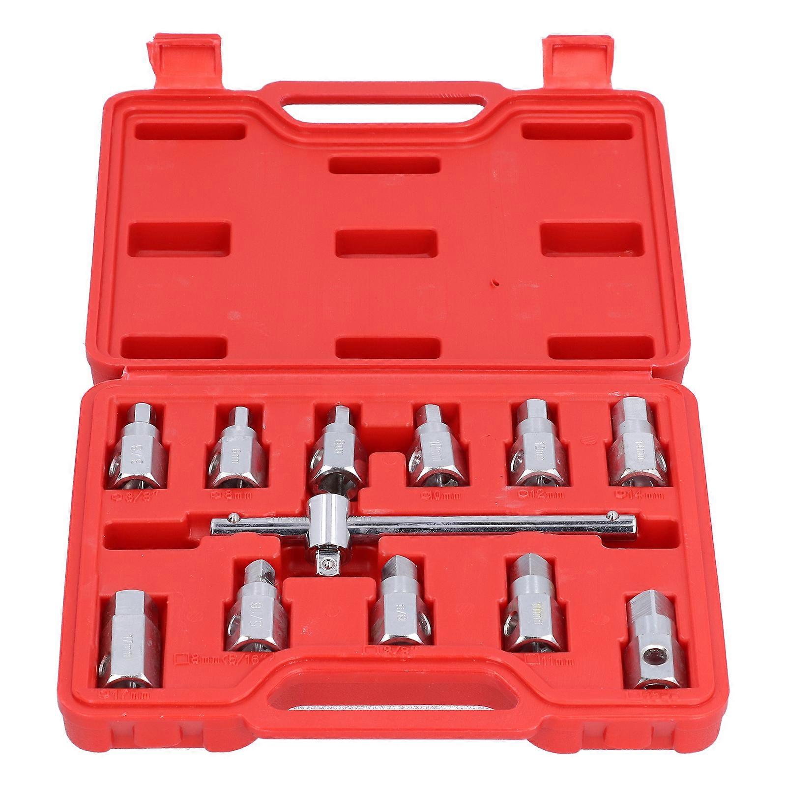 12pcs Oil Drain Sump Plug Key Socket Set Removal Tool for Engines Axles Gear Box Car Repair