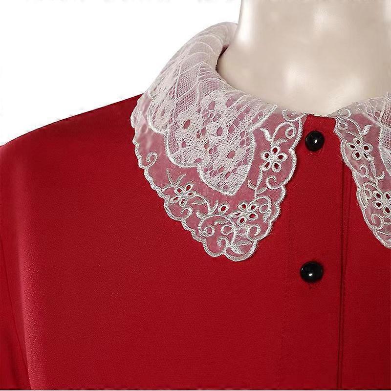 sabrina red dress lace collar Chilling Adventures of Sabrina Sabrina Spellman Red Dress Cosplay Costume &