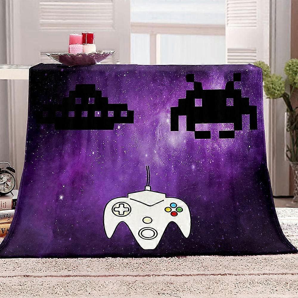 Flannel Blanket Game Controller and Starry Sky Printing Soft and Comfortable Bed-Layer Blanket, Sofa Coverver - Easy to Maintain 135*200 CM