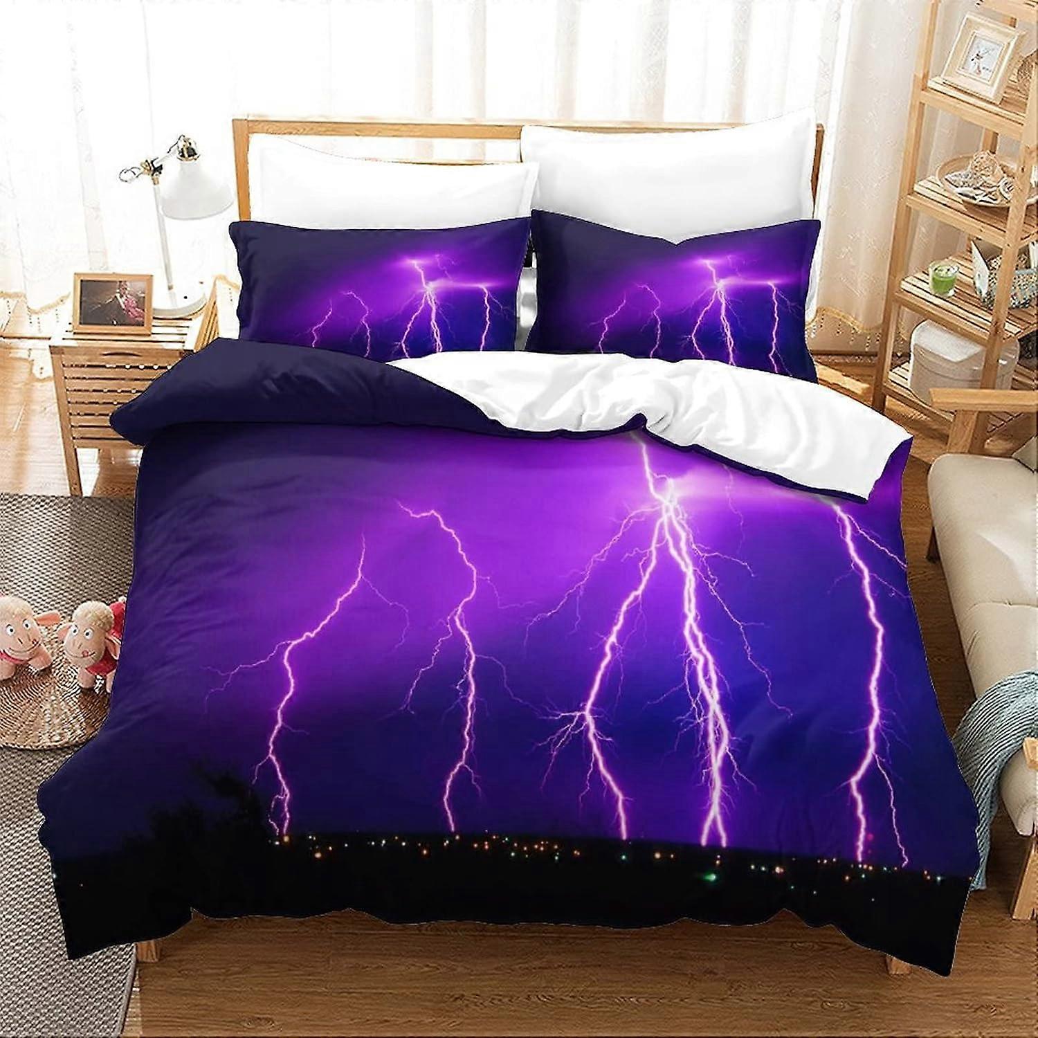 طقم مفروشات مع غطاء لحاف ناعم من الألياف الدقيقة المصقول وسحاب للإغلاق للأطفال والمراهقين والبالغين كينغ