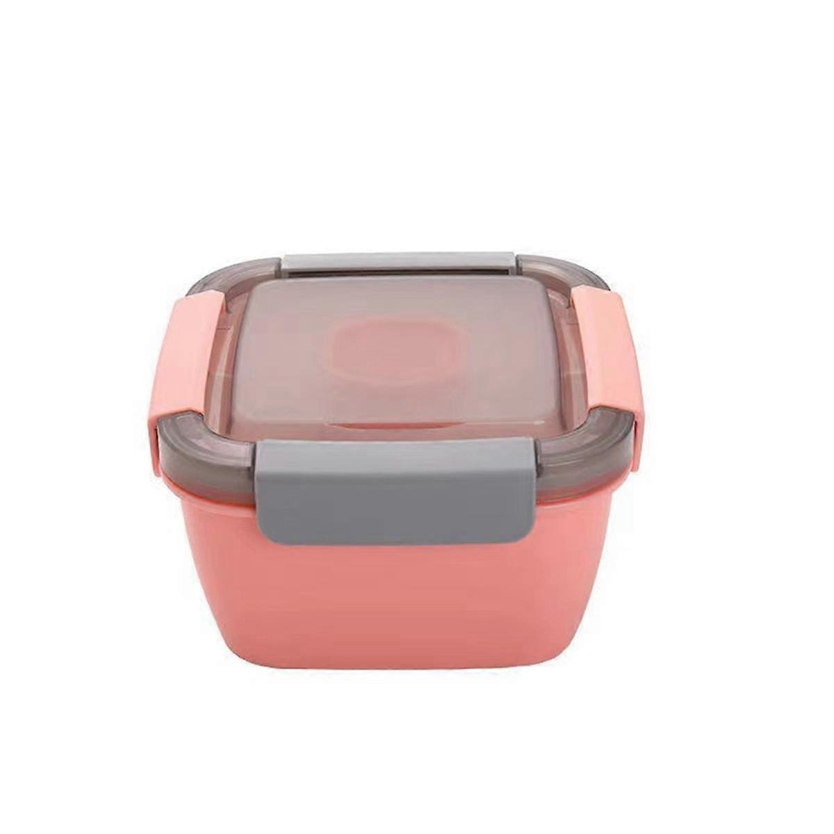 Plastic Lunch Box Lunch Box with Fork Sauce Box, Microwaveable Picnic Box Salad Fruit Preservation-