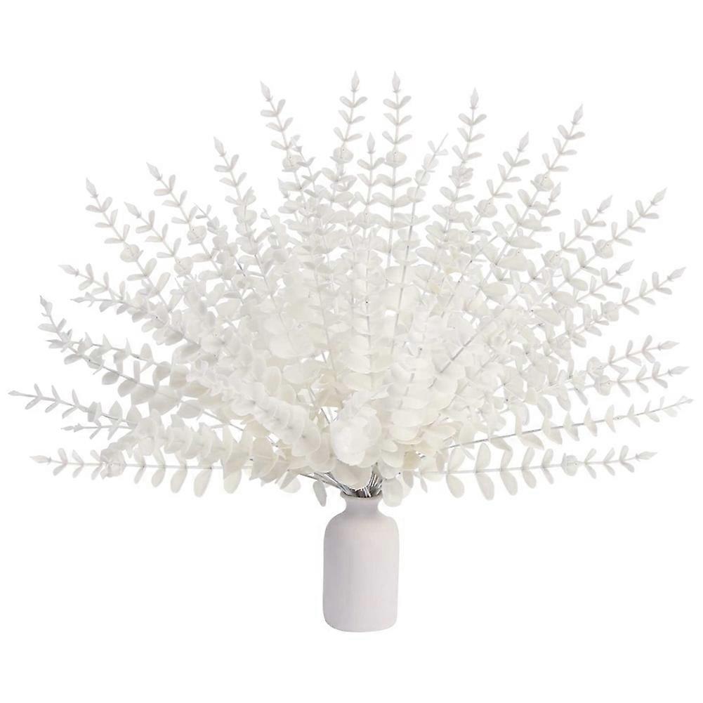 White Artificial Eucalyptus Stems,36Pcs Faux Eucalyptus Branches Leaves for Floral Arrangement Wedd